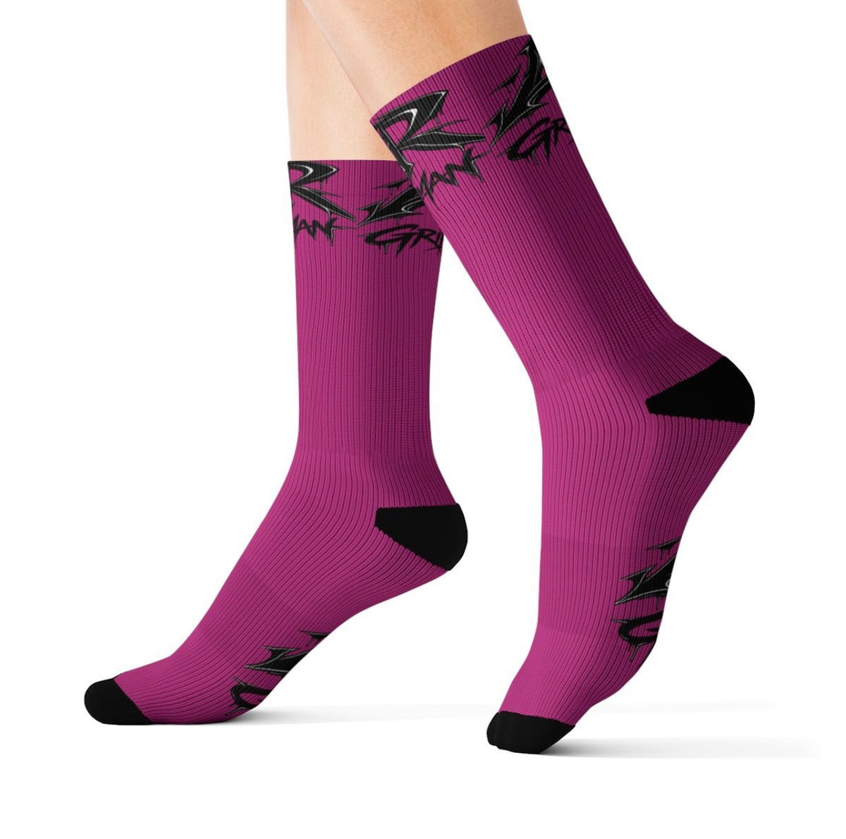 Pink & Black Signature Socks by AR GRIPMAN