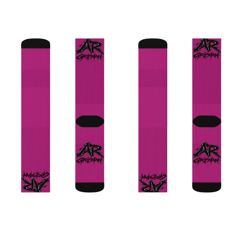Pink & Black Signature Socks by AR GRIPMAN